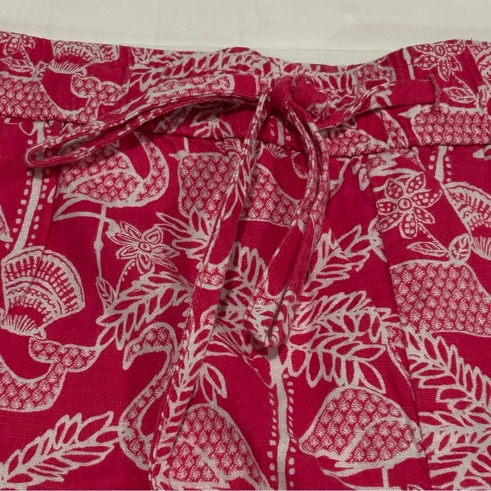 Vineyard Vines Vibrant Women's Linen Cotton Shorts Whales Flamingos Size Large - Picture 3 of 9
